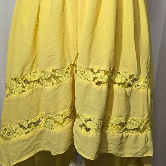Double zero yellow strapless high low dress sz L - Picture 8 of 10